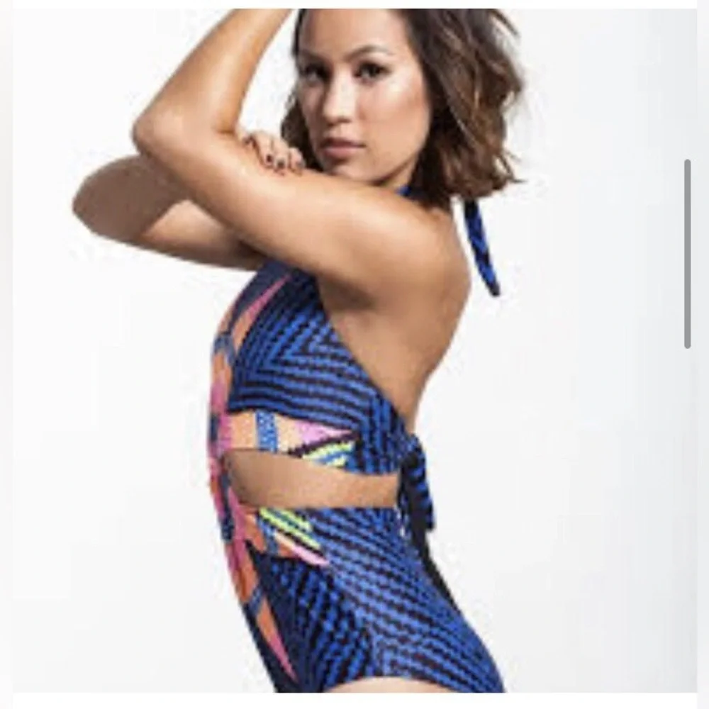 Mara Hoffman Blue and Pink Cutout Swimsuit - Picture 4 of 10